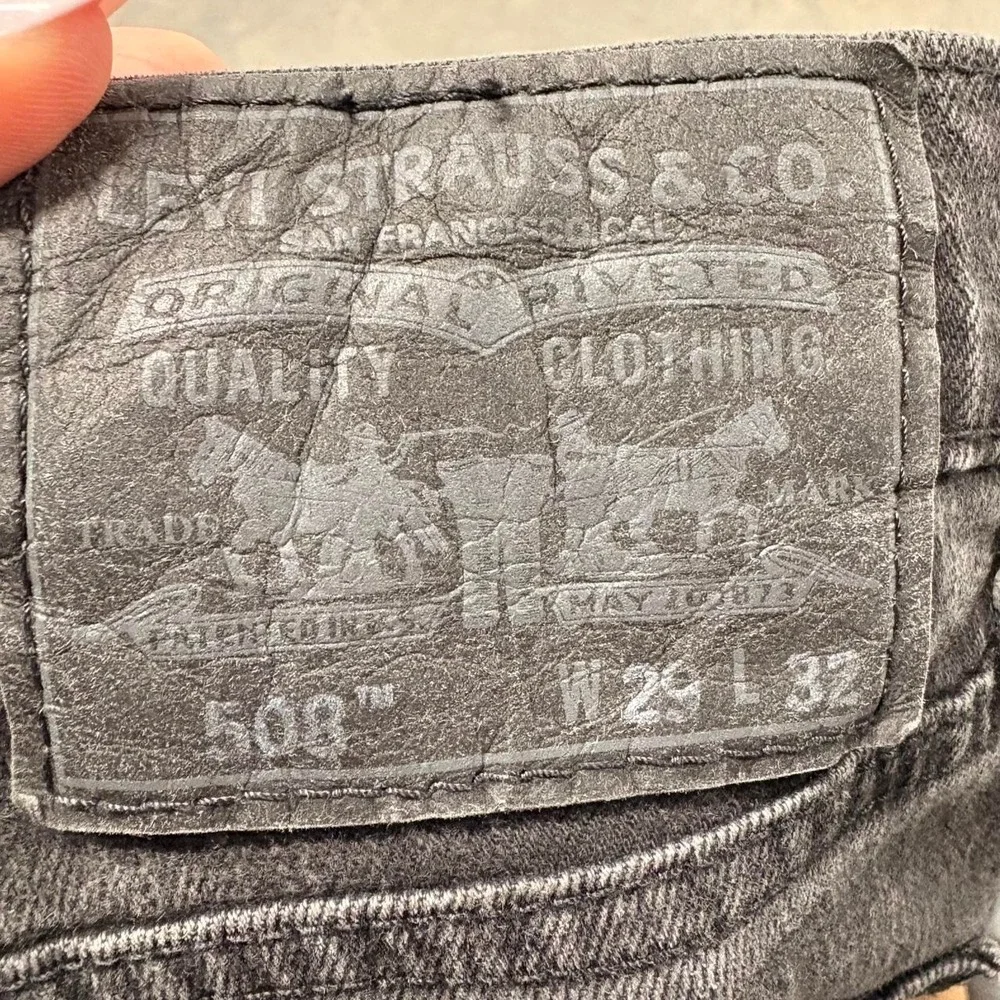 Levis 508 Black Washed Denim Jeans 29x32 Slim Tapered Grunge Y2K Mens Pants